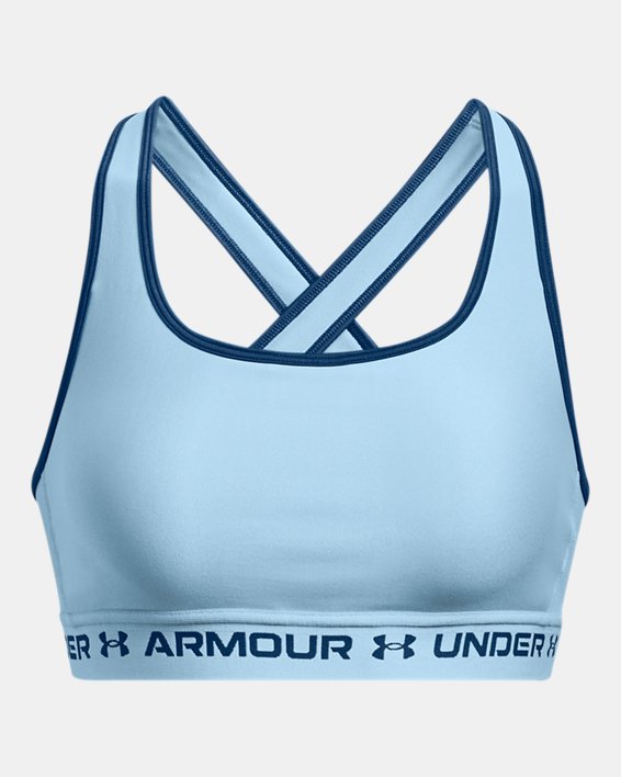 女士Armour® Mid Crossback Sports運動內衣 in Blue image number 10